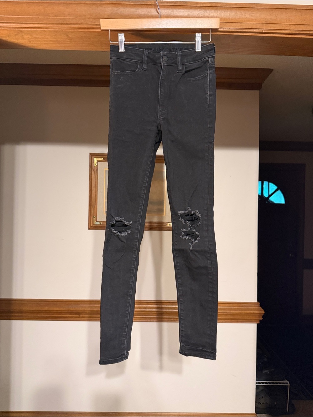 American Eagle Outfitters Black Women's Skinny Ripped Jeans